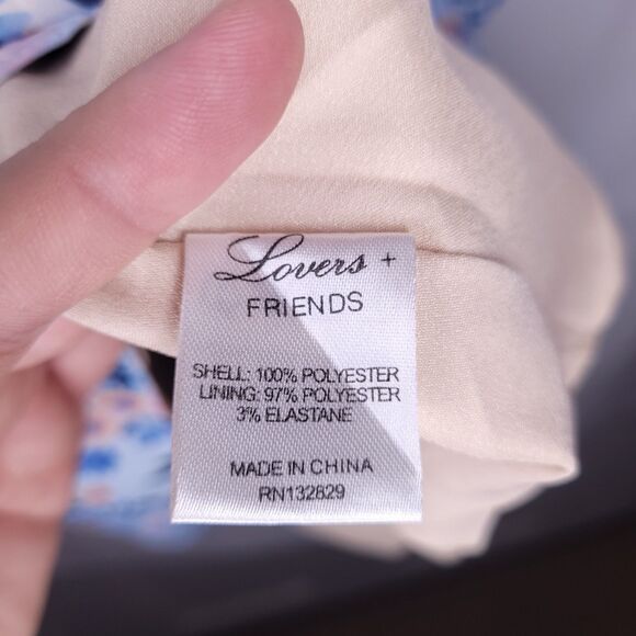 Lovers and Friends Dress Medium Baby Blue Floral Rae Mini Ruffle - Picture 8 of 9